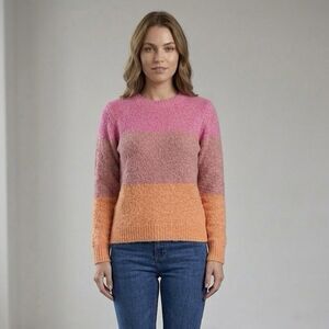 Cupcakes And Cashmere Women's Pink/Orange Crew Neck Soft & Cozy Sweater Size S